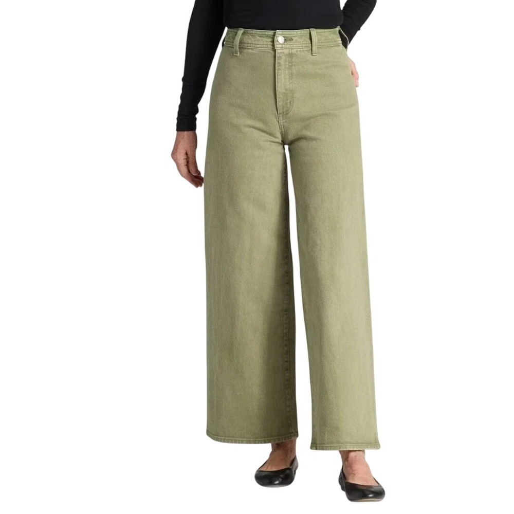 Universal Thread Women's Green Sailor High Rise Wide Leg Ankle Jeans Size 8